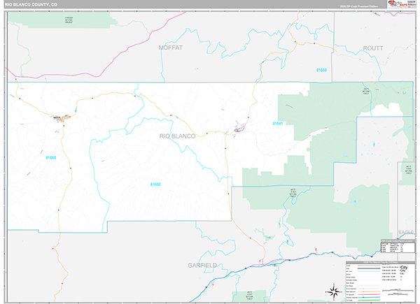 Rio Blanco County, CO Zip Code Map